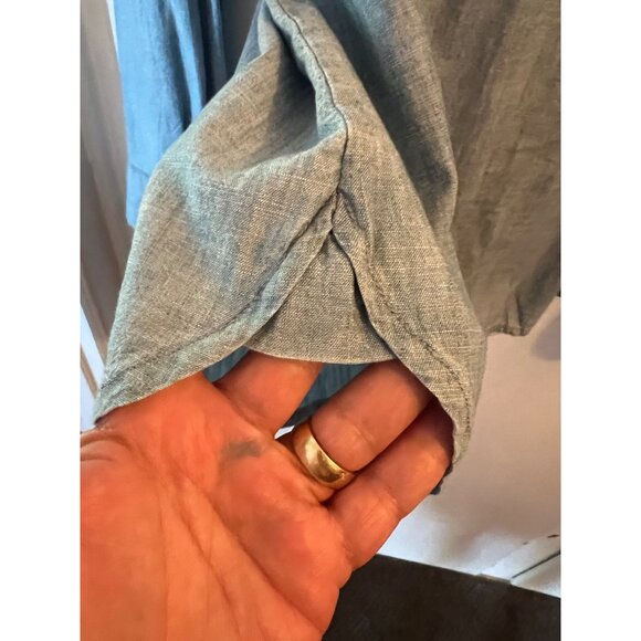 Tommy Hilfiger Button Down Blouse, Blue, Roll Sleeves, 100% Cotton, Size XL - Picture 7 of 12